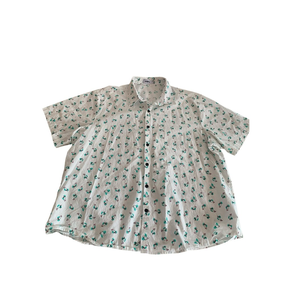 VATPAVE Mens XXL Cotton Parrot Tropical Hawaiian Shirt Short Sleeve Beach Vacay